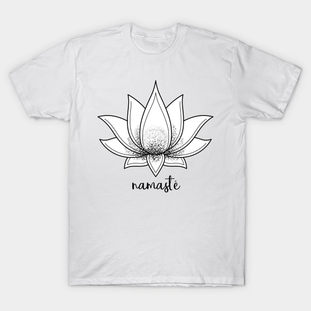 Namasté lotus flower, symbol of purity, resilience T-Shirt by AudreyJanvier